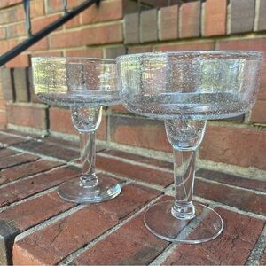 Artland Iris Hand Blown Clear Bubble Glass Margarita Glasses set of 4